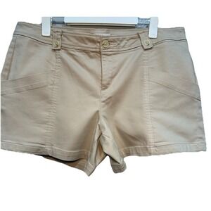 Vtg Liz Claiborne Shorts Women's h-waisted Size 14 Zip Up 4 Pockets Light Khaki